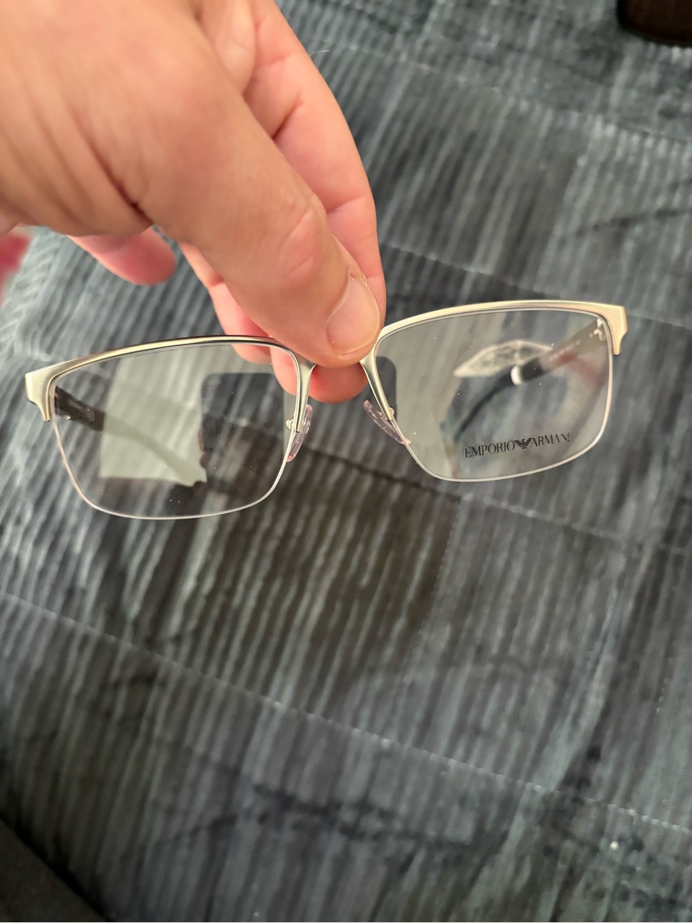 Giorgio Armani Men's Silver Semi-Rimless Glasses